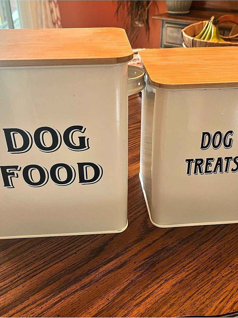 Dog Food & Treats Storage Canisters Set, White & Brown